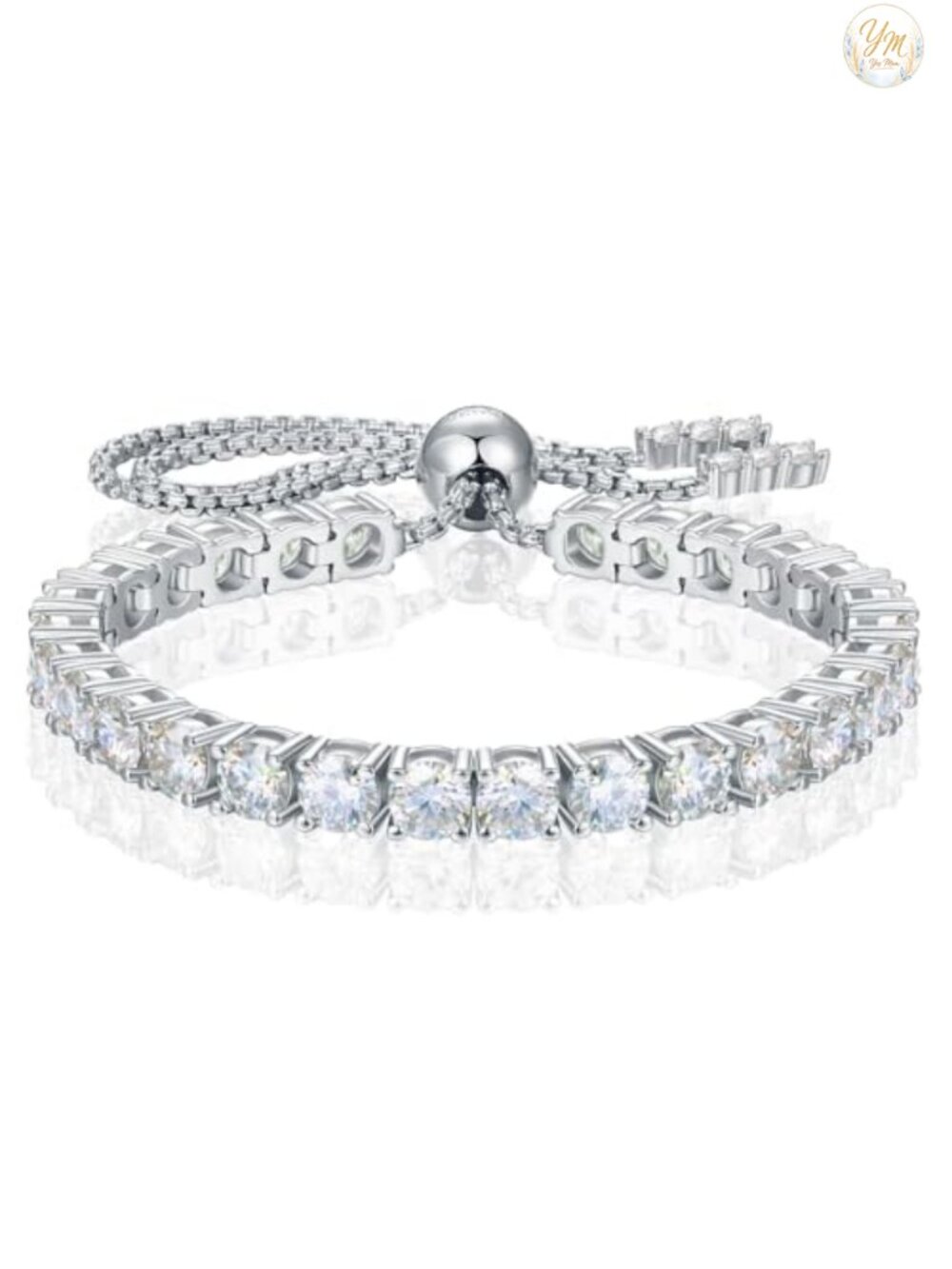 Moissanite Tennis Bracelet Adjustable 18K White Gold Plated S925 Sterling